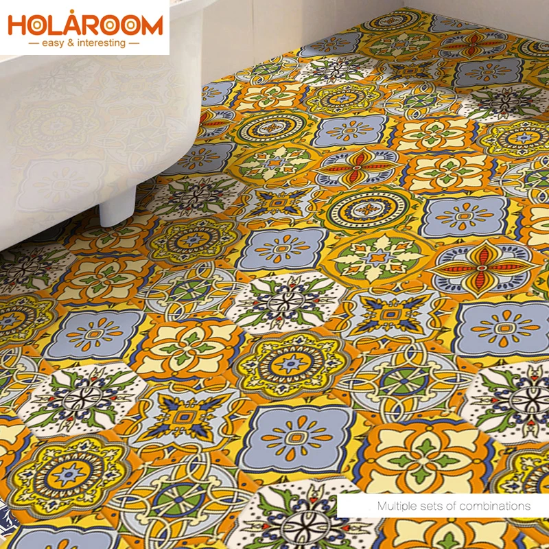 10pcs Bathroom Mat Sticker Bedroom Door Geometric PVC Stair Irregular Pattern Printed Floor Wall Stickers Home Decor | Дом и сад