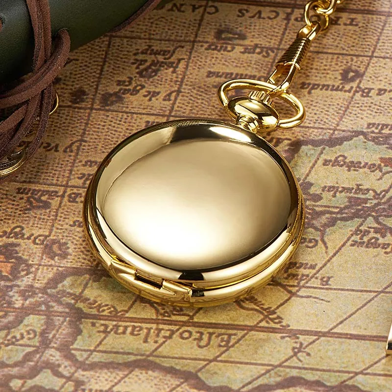 2019 OUYAWEI Gold Pocket Watches Mechanical Stainless Steel Men Vintage Pendant Watch Necklace Chain Antique Fob Relogio bolso