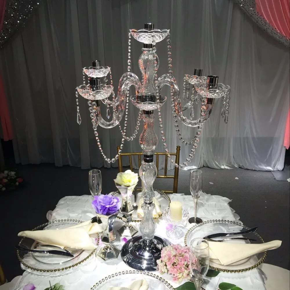 New-design-90cm-H-Acrylic-5-lights-alloy-wedding-candelabras-with-crystal-pendants-silver-plated-candle