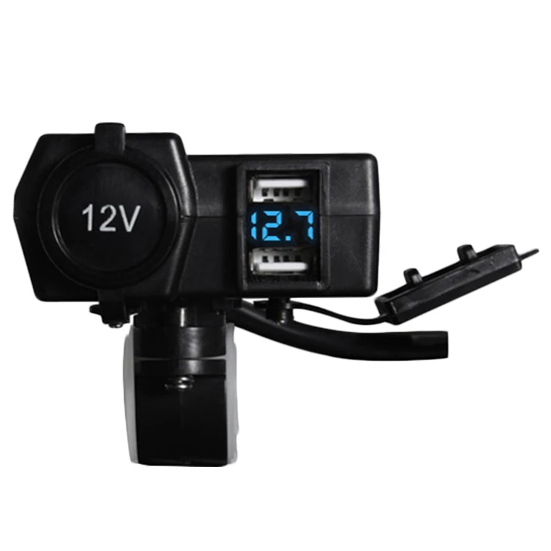 

12V/24V Waterproof Car Boat Motorcycle Dual Usb Charger Led Voltmeter Cigarette Lighter Socket
