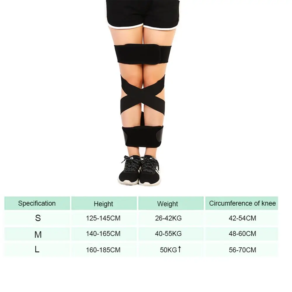 Корректор осанки Защита ног корректор O/X Тип коррекция ног лента вальгусная коррекция колена Ремни выпрямление бандажные опоры - Цвет: Черный