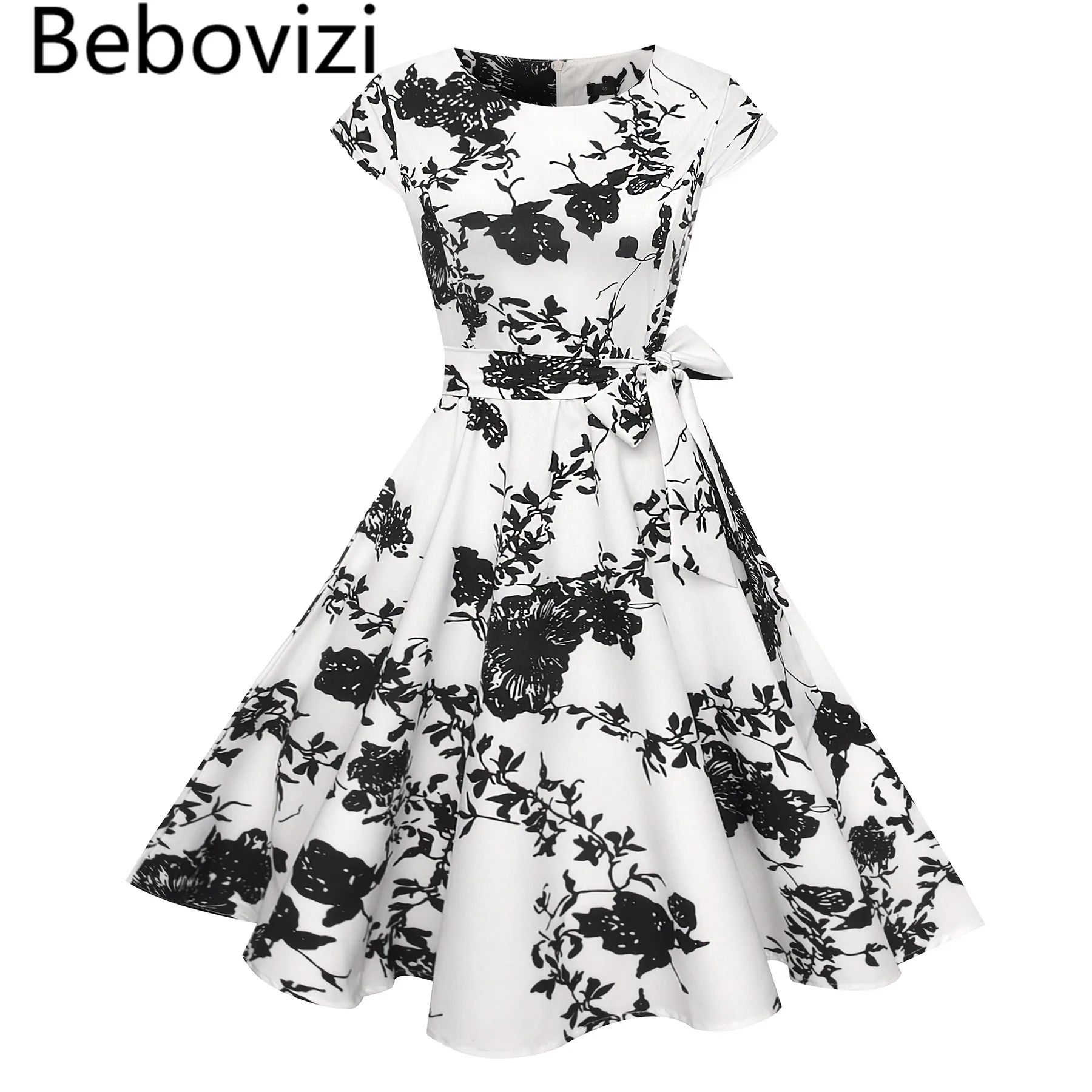 

Bebovizi Women's Bandage Dress Vintage Retro Hepburn Rockabilly Big Hemlines Swing Elegant Concert Party Music Tunic Dresses
