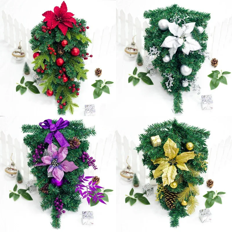

Upside Down Xams Tree Decorative Hanging Ornaments 24-Inch Artificial Inverted Christmas Tree Decorations Y