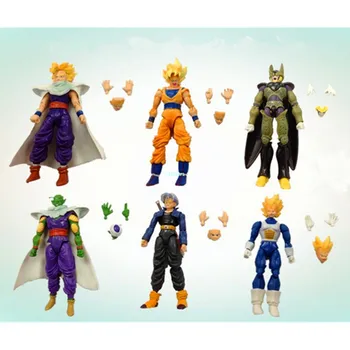 

6Pcs/set Dragon Ball Super Saiyan Son Goku Son Gohan Vegeta Trunks Burdock PVC Action Figure Collectible Model Toy OPP 10CM B195