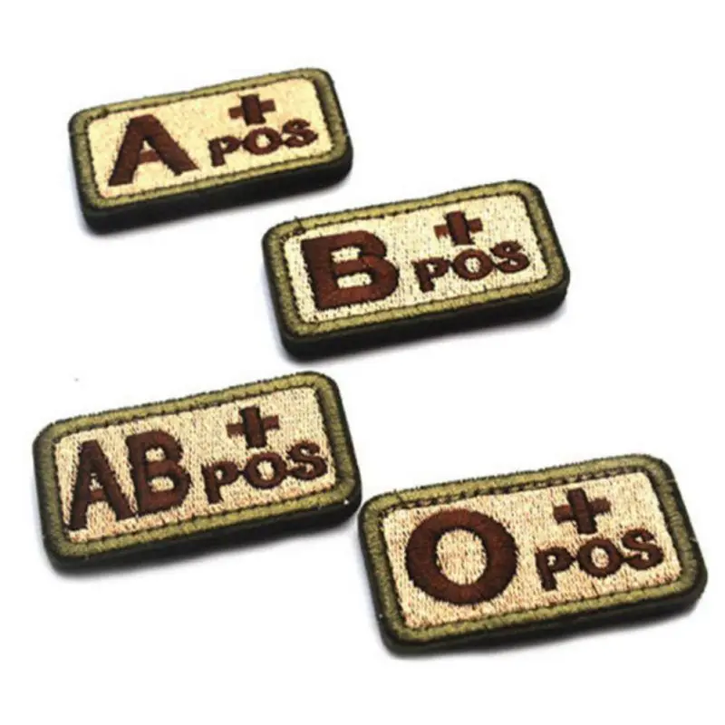 

2.5*5.1cm New Military Tactics Blood Types 3D Embroidered Hook Patch Medical Armband Apparel Sewing Hot
