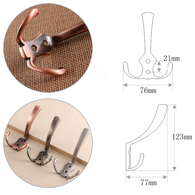 Крюк Ретро металлический двойной крюк из металла настенное крепление, Вешалка пальто античная бронза для шляпы