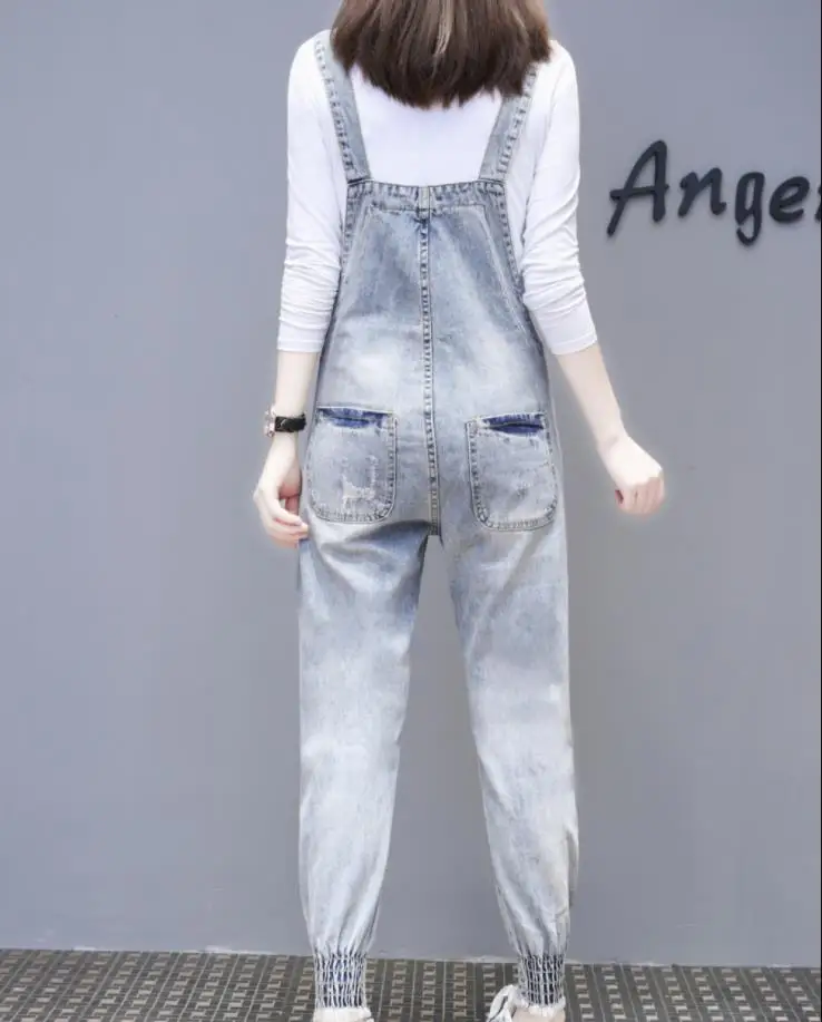 Большие размеры 3XL! весенне-осенние новые модные джинсы женские свободные джинсовые комбинезоны с блестками