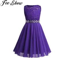 Шифоновое кружевное платье с цветочным рисунком и блестками для девочек платье принцессы для торжественных случаев, платье подружки невесты на свадьбу, день рождения Юбка-пачка для причастия, платье