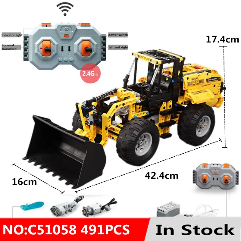 Technic Engineering Vehicle RC Remote Control Bulldozer Excavator Building Blocks Toys for Children Compatible With Legoingly