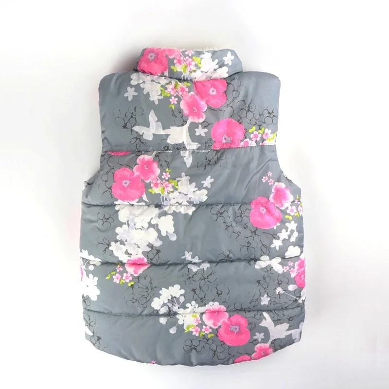 Floral Printed Child Waistcoat Children Outerwear Winter Coats Kids Clothes Warm Velent Baby Girls Vest For 2-7 Years Old