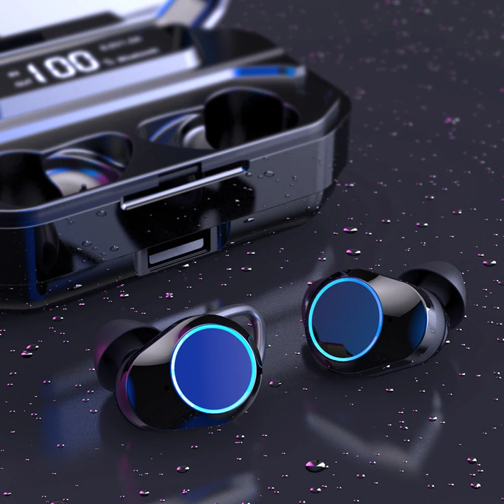 

TWS 5.0 Wireless Earphone IPX7 Waterproof Bluetooth Earphone LED Power Display Touch Control Game Headset LED Light Phone Holder