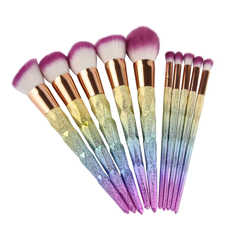 Top 10pcs/set Unicorn Makeup Brush Thread Rainbow