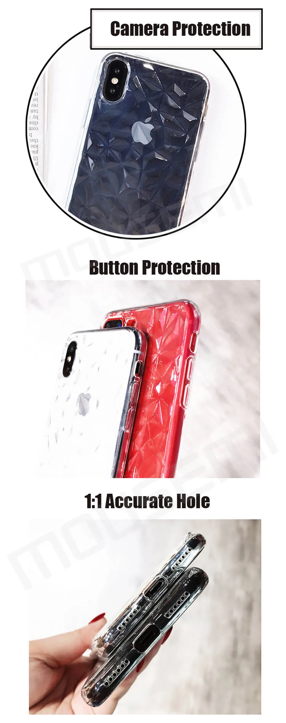 MOUSEMI For iPhone 6 Case Girls Glitter Luxury Soft Silicone Shockproof Clear Transparent Case For iPhone 8 6s 6 Plus 7 X Cover (7)