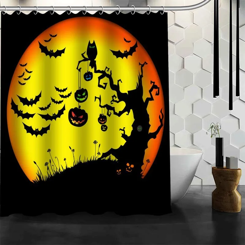 Happy Halloween Новое поступление пользовательские полиэфирной ткани печати Душ Шторы Ванная комната Водонепроницаемый с Ванна Шторы подарок - Цвет: Shower Curtain