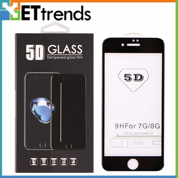 

20PCS/LOT Full Screen 5D Tempered Glass Screen Protector for iPhone 7/8 tempered glass Screen Protector with Box DHL Ship