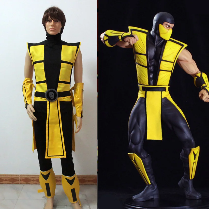 Желтый костюм скорпиона Mortal Kombat 3 для косплея по индивидуальному заказу|cosplay
