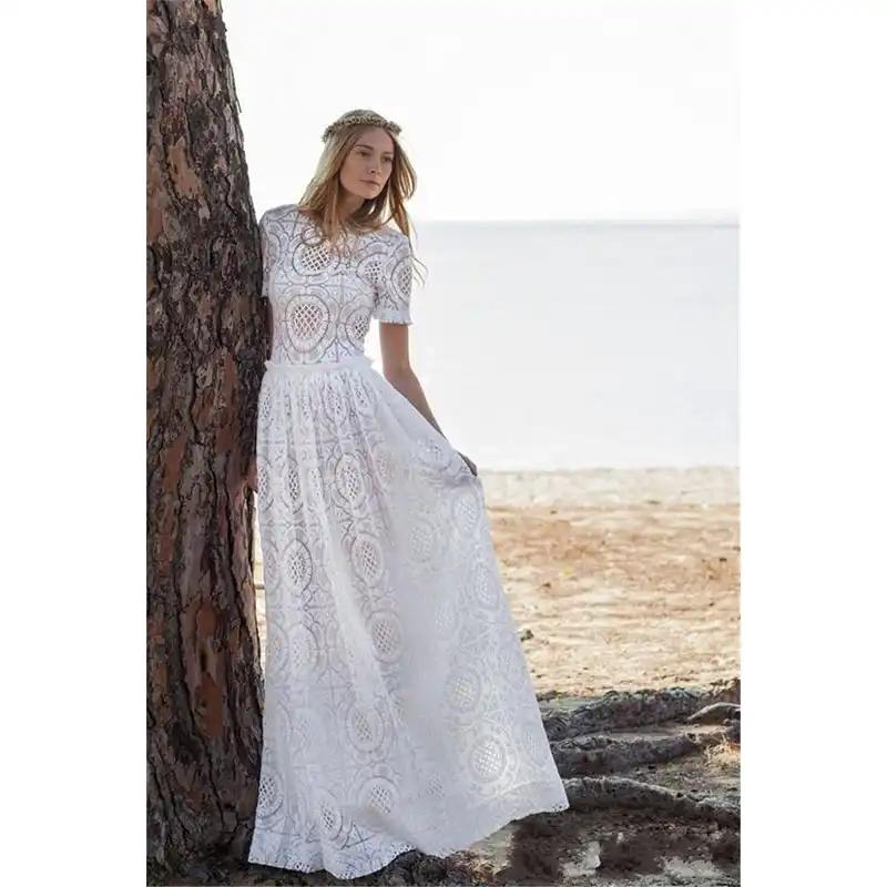 white lace kaftan dress