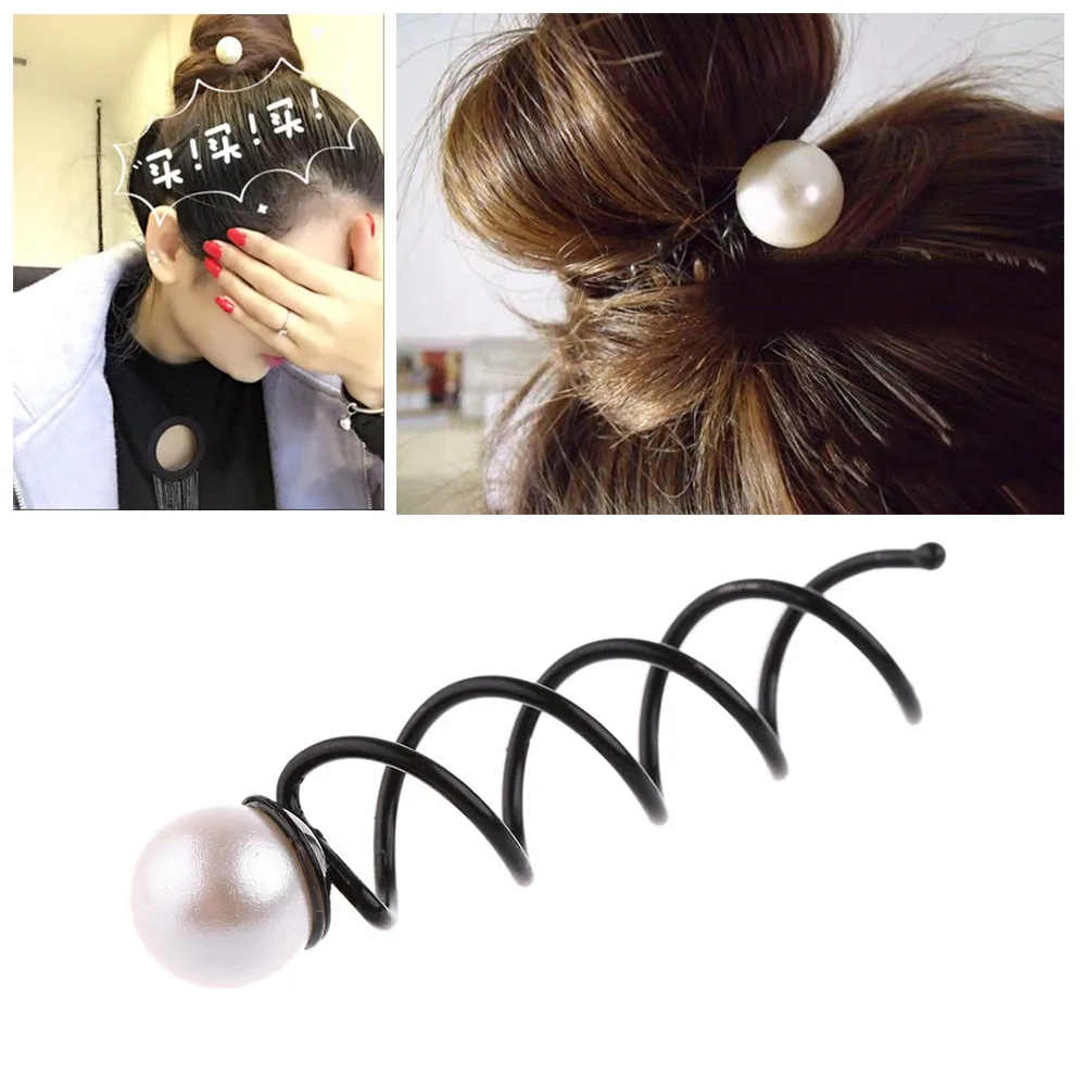 3 PCS Women Girls Pearl Spiral Spin Screw Bobby Hair Pins Hair Clips