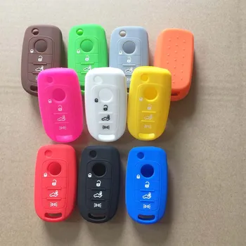 

50 units 10 color New Accessories silicone car key case for Fiat 500X flip remote original key 4 button cover silicone protect