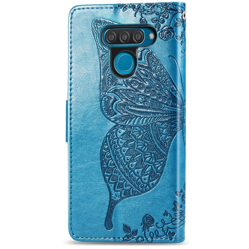 Кожаный бумажник для Coque LG Q60 чехол кошелек кожаный книжка с бабочкой LGQ60