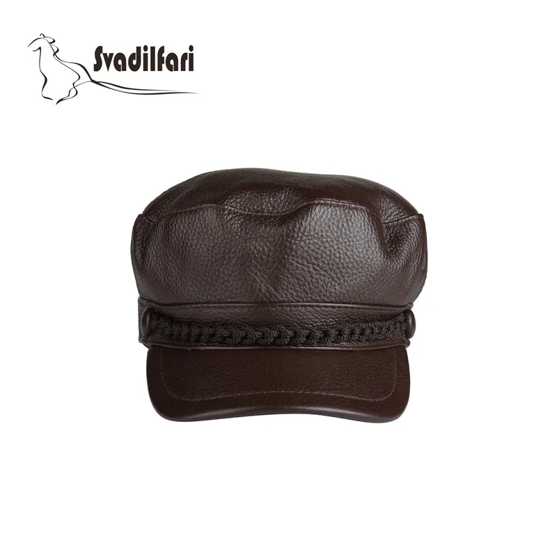 Svadilfari оптом настоящая кожаная Военная Кепка черная шапка для мужчин зимняя теплая дверь отличный подарок высокое качество новая мода