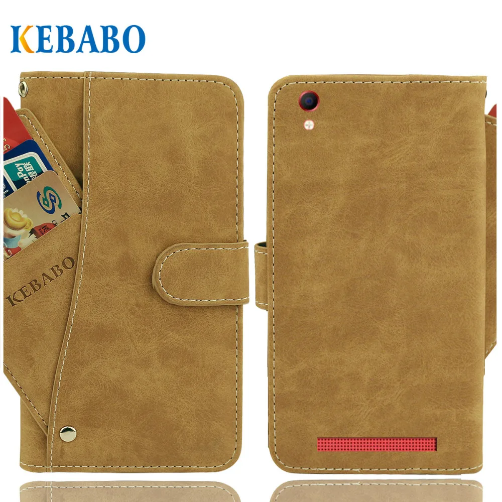 

Vintage Leather Wallet DEXP BL150 Case 5" Flip Luxury 3 Front Card Slots Cover Magnet Stand Phone Protective Bags