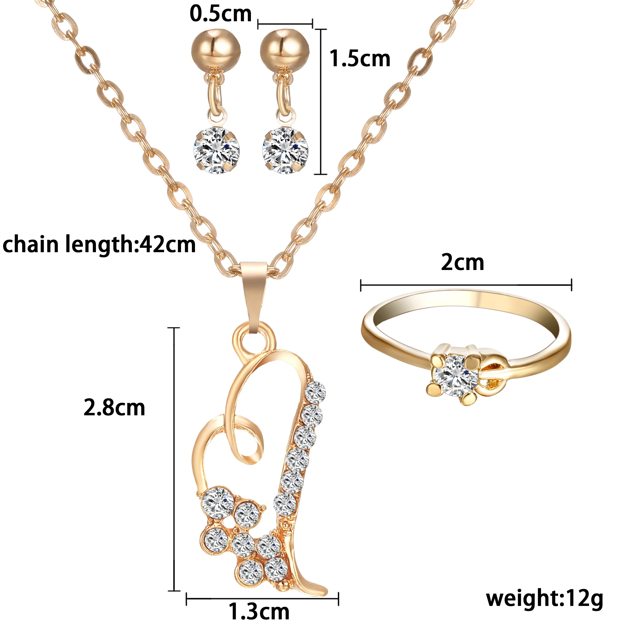 Женский ювелирный комплект из колье серёг и кольца|jewelry sets|earrings ring setset for women |