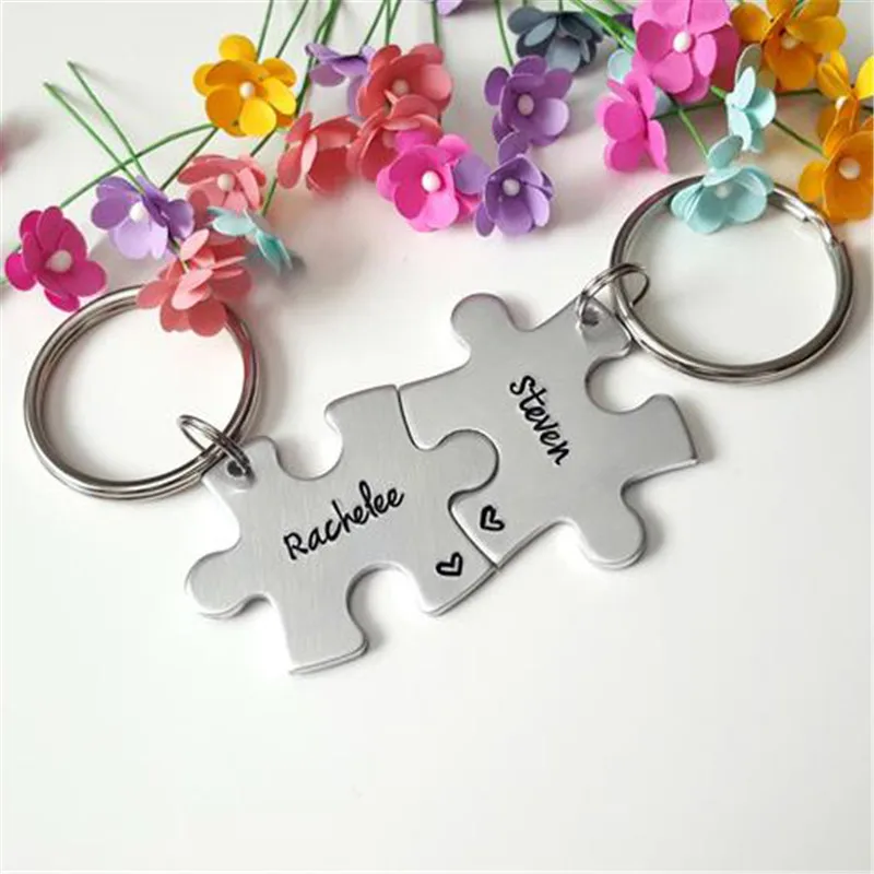 

2Pcs Make Any Design Custom Keychain Any Font Name Key Chain Engraved for Love Couples Keychains Car Key Ring Bag Charm Jewelry