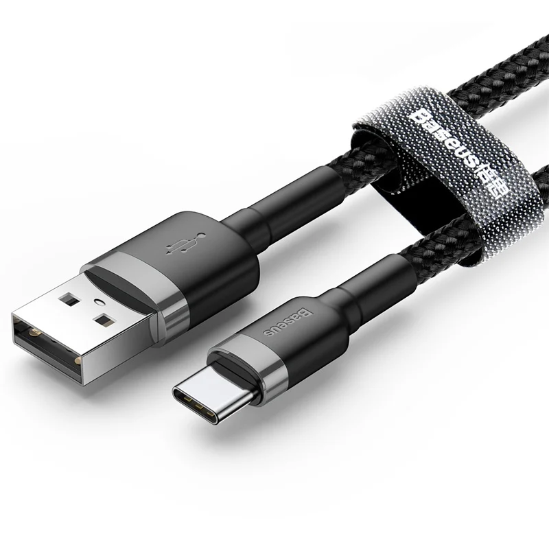 Baseus usb type-C кабель для samsung S10 S9 Quick Charge 3,0 кабель USB C Быстрая зарядка для huawei P30 Xiaomi USB-C провод зарядного устройства - Цвет: Темно-серый