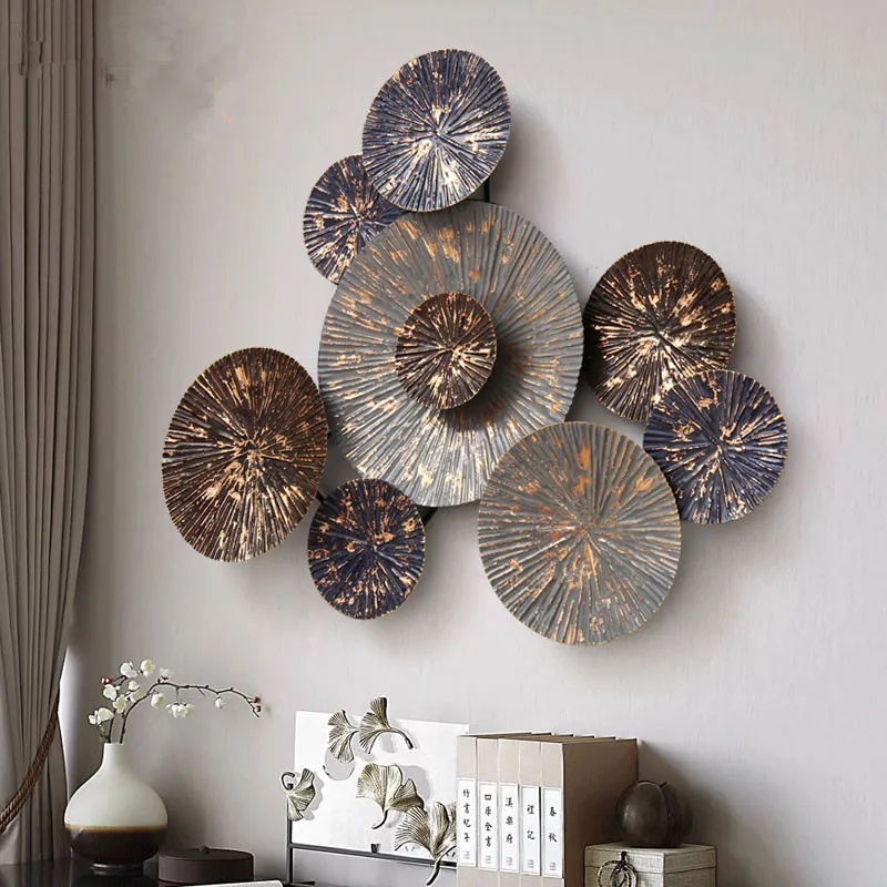

3D Stereo Wrought Iron Round Shape Wall Decoration Art Home Livingroom Kitchen Painting Wall Mural Modern R648