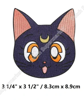 

Sailor Moon Luna Cat Face Embroidered Patches TV Series Movie Japanese Anime Iron On Movie halloween cosplay costume backpack