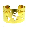 Brazalete cortado con mapa del mundo, joyería de viaje para la Paz, acero inoxidable, 40mm de ancho, grabado láser, ángulo de círculo pulido fino ► Foto 3/6