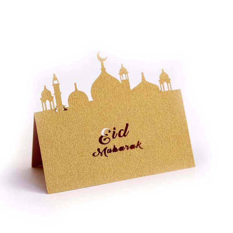 5 шт. декоративные поздравительные открытки инновационный Eid Mubarak для мусульманского праздника Рамадан картон зеркальный декор стол поздравительная открытка для счастливого