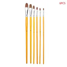 1 Набор желтая береза Волчья шерсть гуашь масляная кисть длинный стержень акриловая кисть 6 комплектов акварельных ручек 1 набор из 6 круглых передних кистей