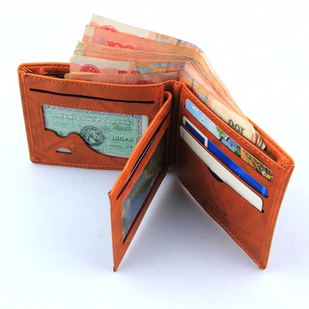 Мужской кожаный держатель для карт, органайзер складное портмоне, кошелек, короткие тонкие мужские кошельки Billetera Hombre, маленький кошелек# LR1
