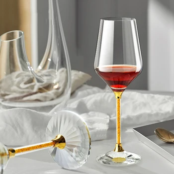 

1 Pairs lead-free Crystal Diamond Wine Glass Home Goblet Wedding Gift Wine Glass Champagne Glass Home Drinkware