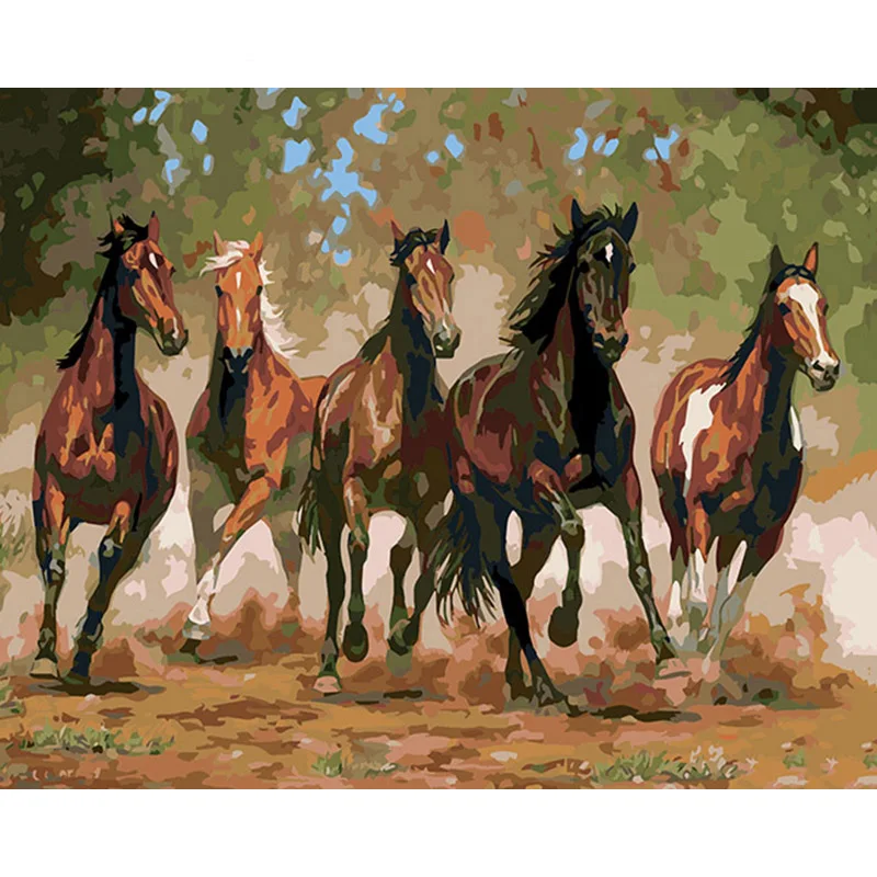 

Frameless Horses Galloping Pictures DIY Painting By Numbers Home Decoration For Living Room DIY Digital Canvas Oil Painting