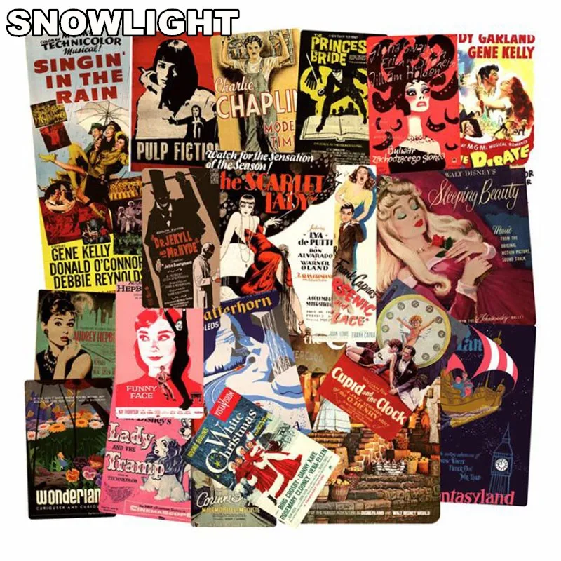 

46pcs Retro Movie Poster Stickers For Luggage Laptop Art Painting Kill Bill Pulp Fiction Stickers Waterproof Skateboard Toy