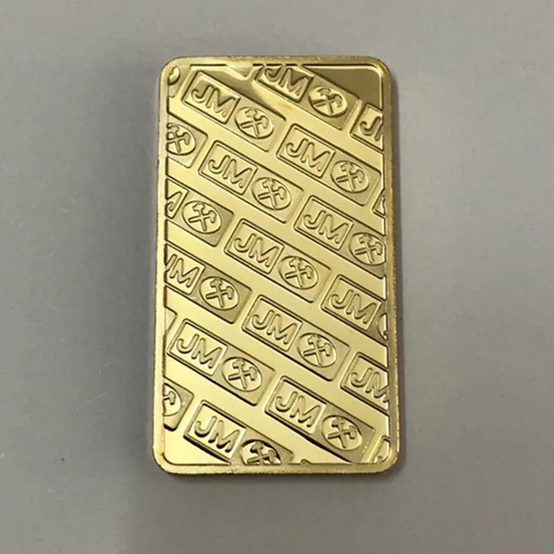 100 шт. Немагнитный Johnson Matthey JM монета с покрытием из настоящего золота покрытием слиток значок 50x28 мм сувенирное украшение слиток золота
