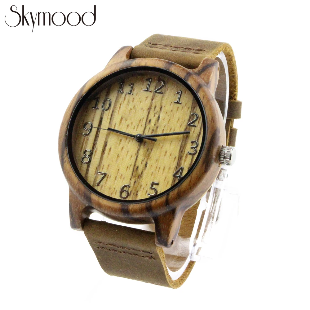 Custom Logo Wooden Men Watch Leather Original Design Watches Custom