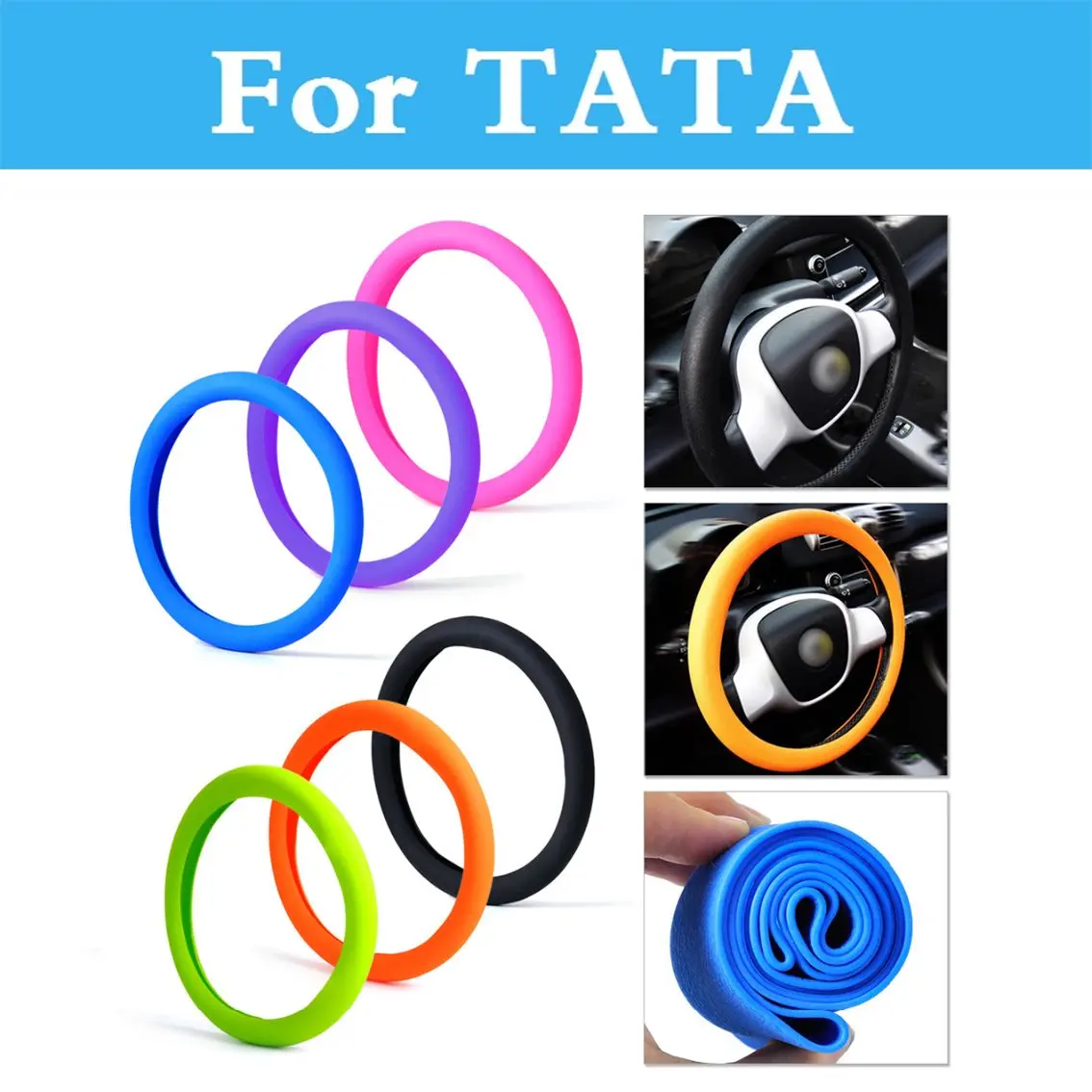 soft Silicone Steering Wheel Cover Shell Skidproof Odorless Eco-Friendly Protector For TATA Indica Indigo Nano Safari Sumo Aria |