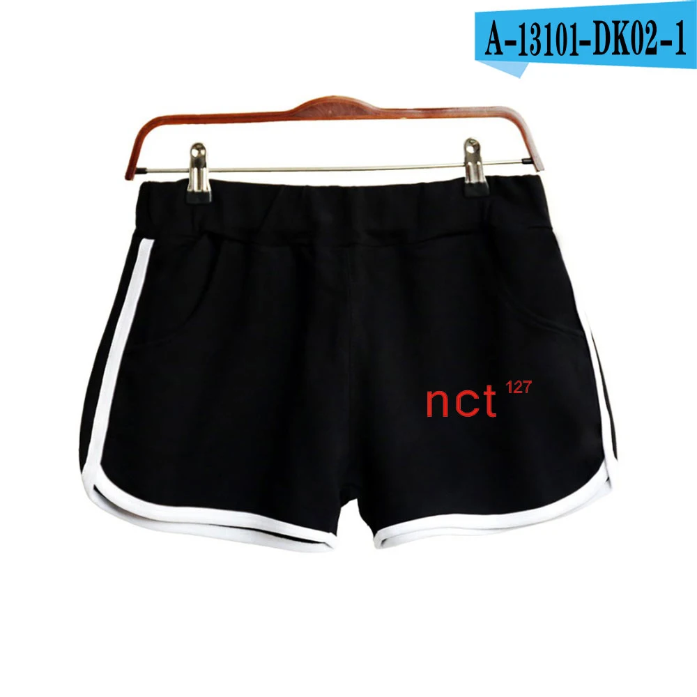 Новинка года Nct 127 для женщин летние короткие штаны повседневное хлопок Короткие идолы женские шорты Уличная Kpop эластичные удобные штаны - Цвет: Black