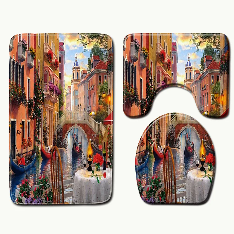 l19033131 Zeegle 3D Scenic Memory пена коврик для ванной комплект нескользящий Туалет коврики для ванной комнаты Туалет ковер домашний Декор коврик для душа - Цвет: l19033131