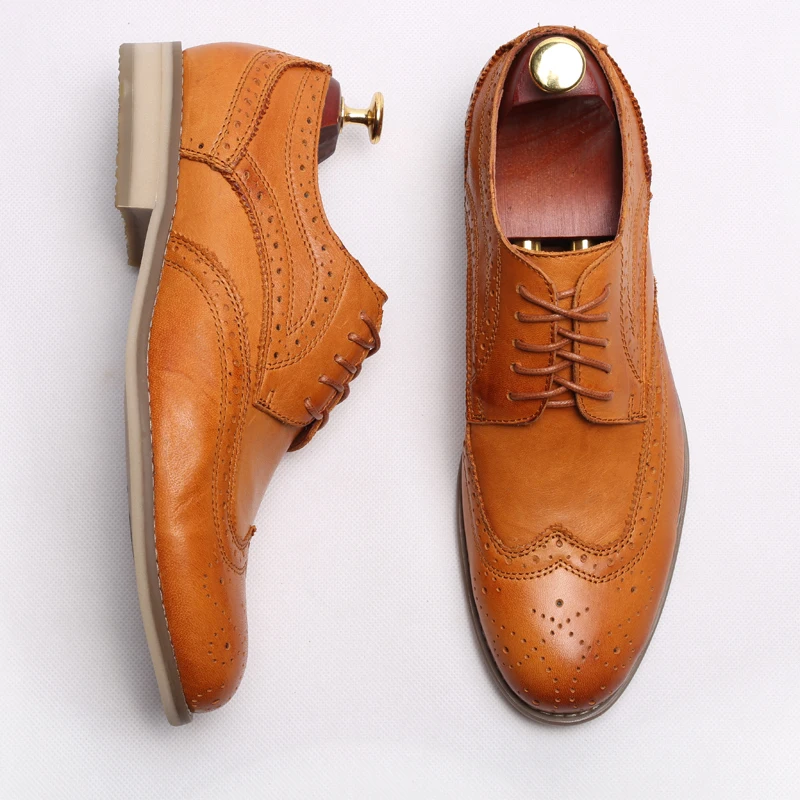 Г. весенне-летняя мужская обувь с перфорацией типа «броги» формальный костюм из натуральной кожи модельные туфли