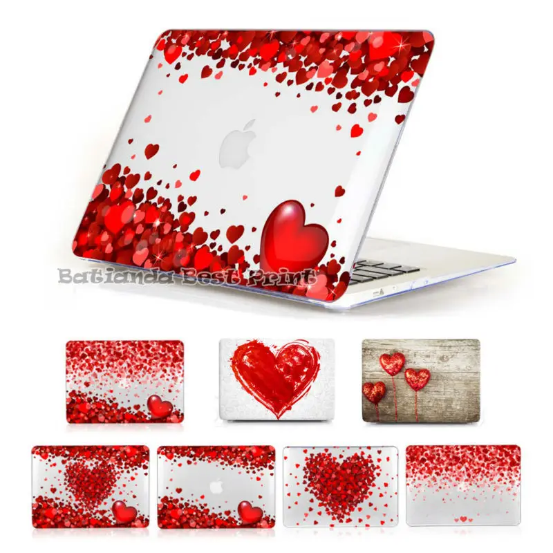 

Gifts for Girl Flying Red Hearts Clear Crystal Cover Case for 13 15 inch Macbook Pro Retina laptop Case for Macbook Air 11 13