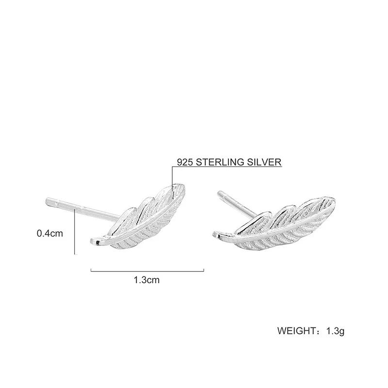 LouLeur 925 пробы Серьги с серебряными листьями Простые Модные серьги-гвоздики с перьями и листьями для женщин очаровательные серебряные ювелирные изделия