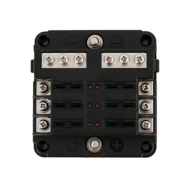 

100A 6 Way 32Vdc Car Fuse Box Buss Bar Blade Fuse Holder Box Block Case with Indicator Warning Light Auto Replacement Parts