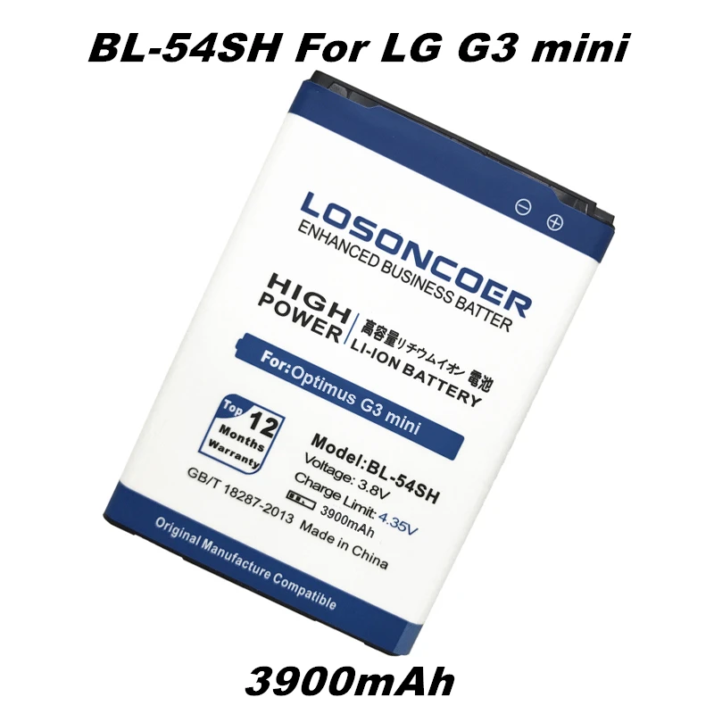 imágenes para LOSONCOER 3900 mAh BL-54SH Para LG Optimus G3 mini G2 D725 D722 D728 D729 D22 F300 F260 D410 D405N L90 F7 US780 P698 F320 g2 g3 mini imágenes para LOSONCOER 3900 mAh BL-54SH Para LG Optimus G3 mini G2 D725 D722 D728 D729 D22 F300 F260 D410 D405N L90 F7 US780 P698 F320 g2 g3 mini