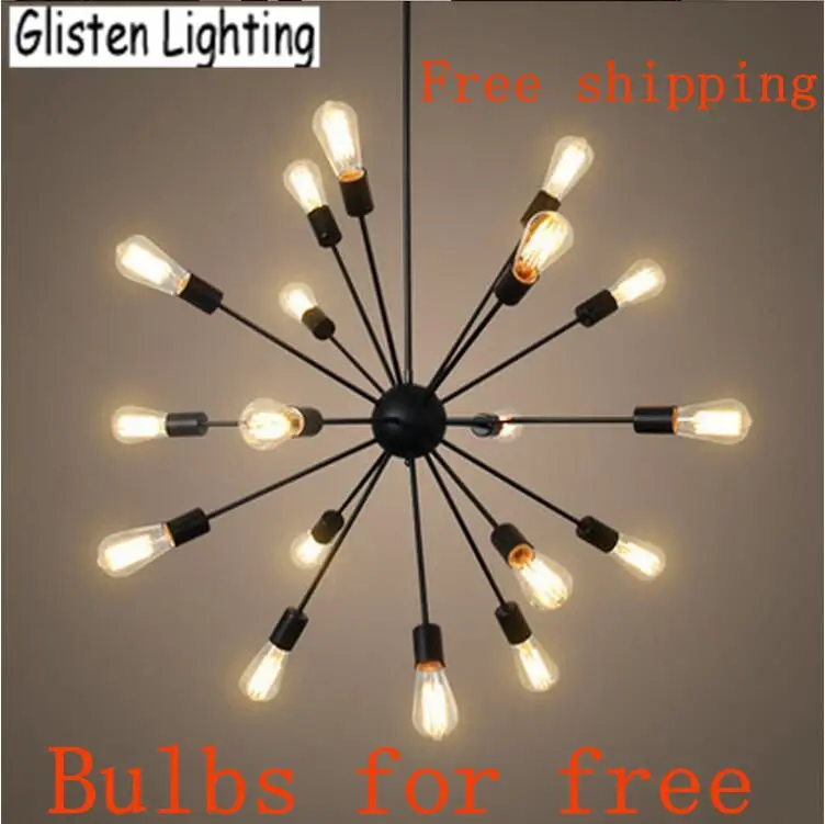 

Satellite iron pipe chandelier industrial Vintage wrought iron hanging light Spherical Spider lamp Edison bulbs AC 110V-240V V20