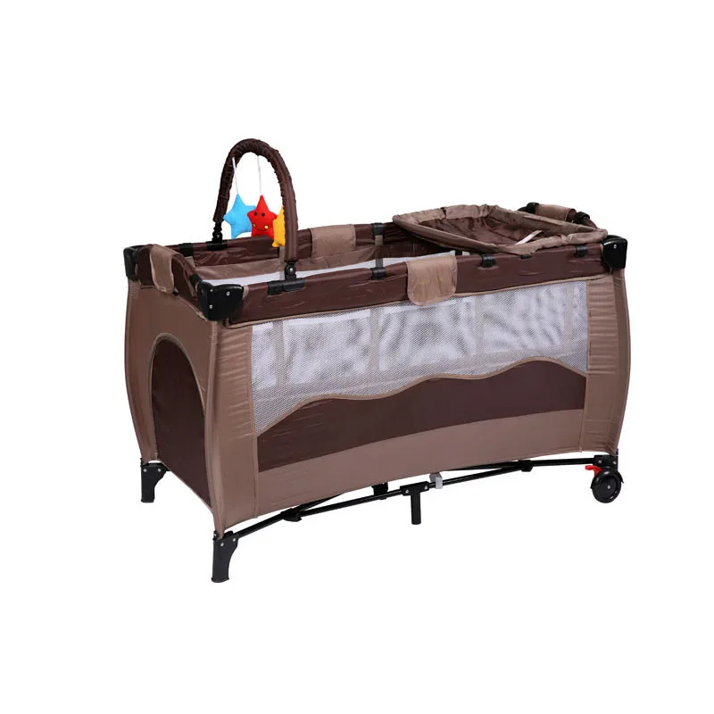  2017 Coffee Comfortable Infant Baby Cartoon Crib High-profile European Baby Foldable Playpen Baby B